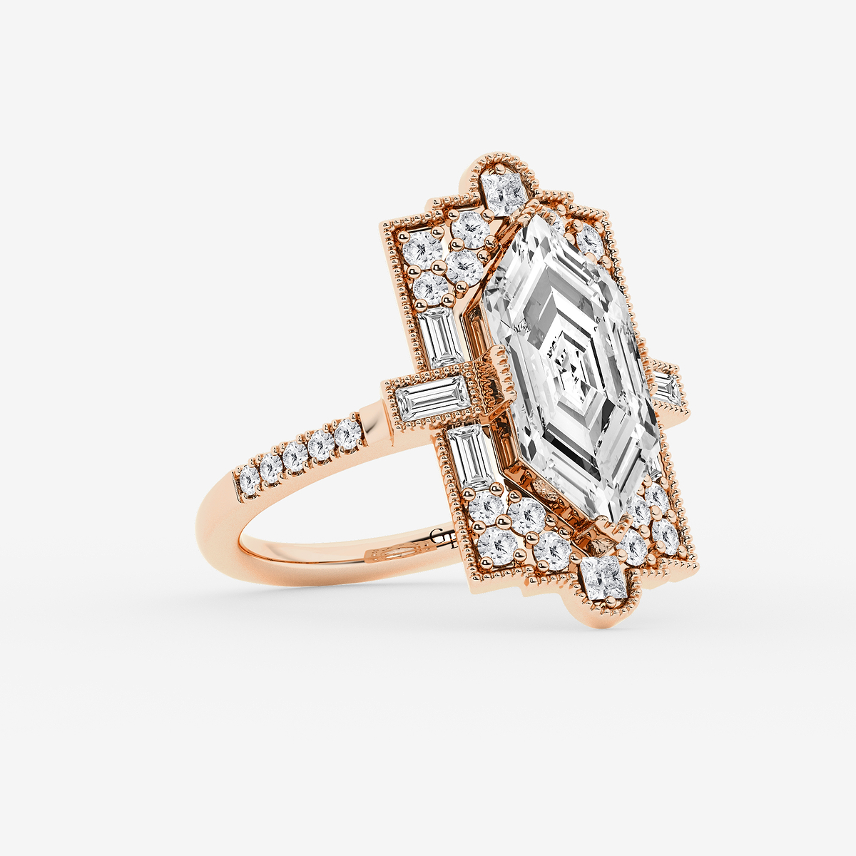 Additional Image 1 for  2 3/4 ctw Dutch Marquise Lab Grown Diamond Vintage Side Stone Engagement Ring