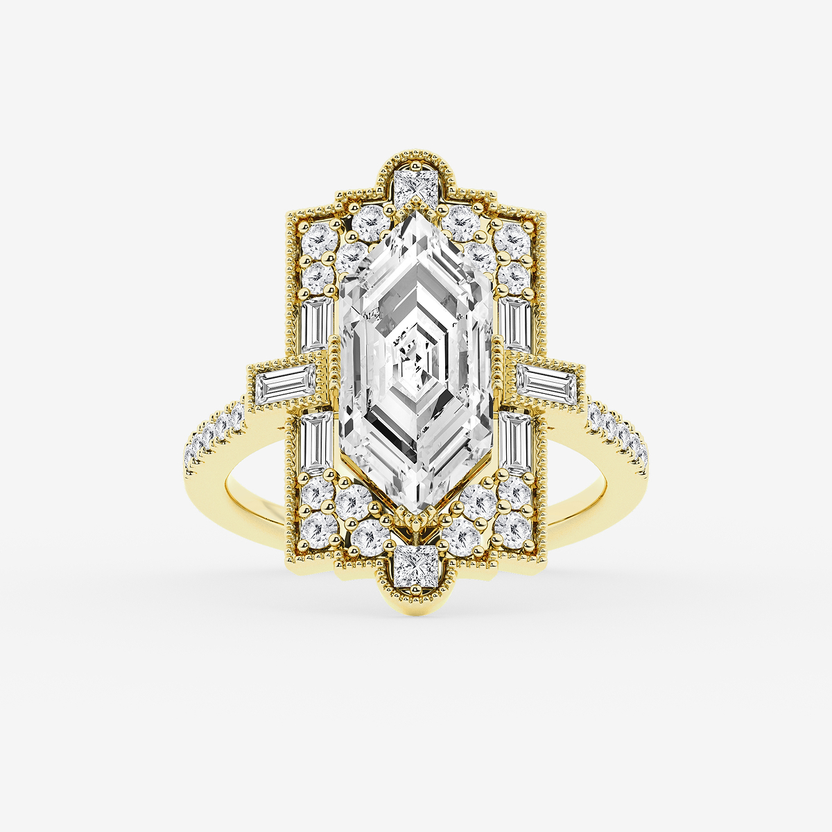 4 3/4 ctw Dutch Marquise Lab Grown Diamond Vintage Side Stone Engagement Ring