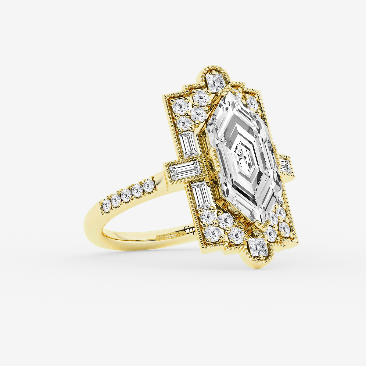 Additional Image 1 for  4 3/4 ctw Dutch Marquise Lab Grown Diamond Vintage Side Stone Engagement Ring