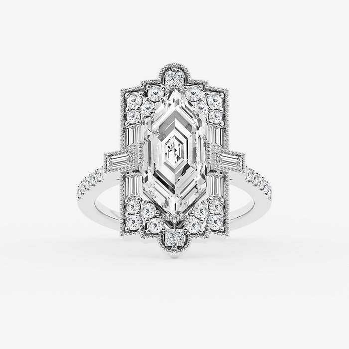 3 3/4 ctw Dutch Marquise Lab Grown Diamond Vintage Side Stone Engagement Ring