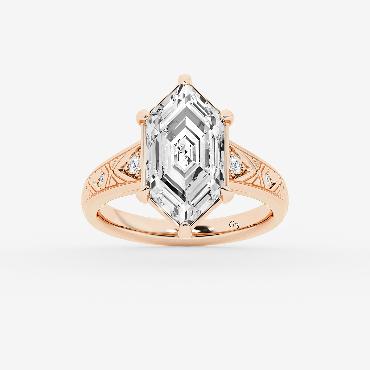 3 ctw Dutch Marquise Lab Grown Diamond Vintage Side Stone Engagement Ring