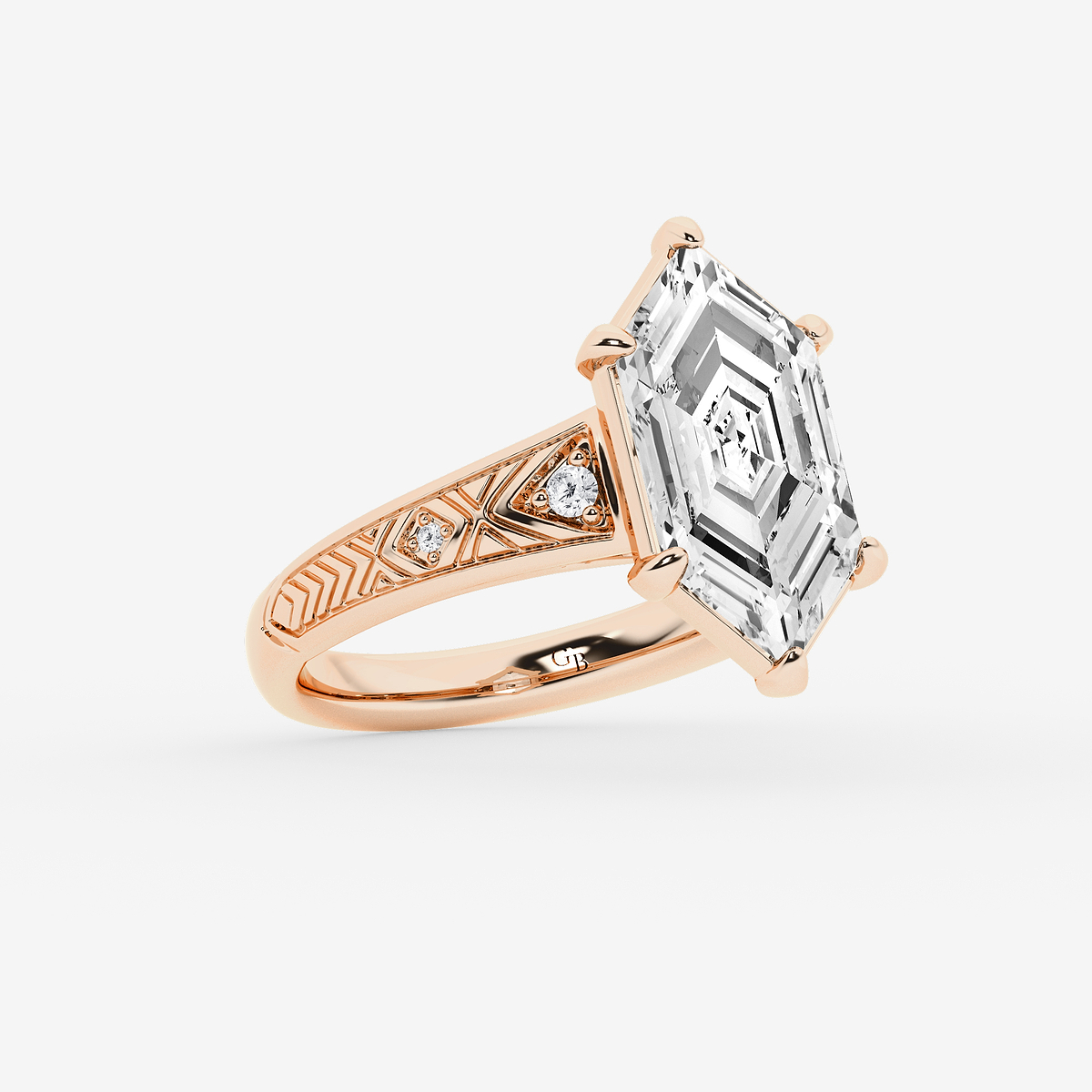 Additional Image 1 for  3 ctw Dutch Marquise Lab Grown Diamond Vintage Side Stone Engagement Ring
