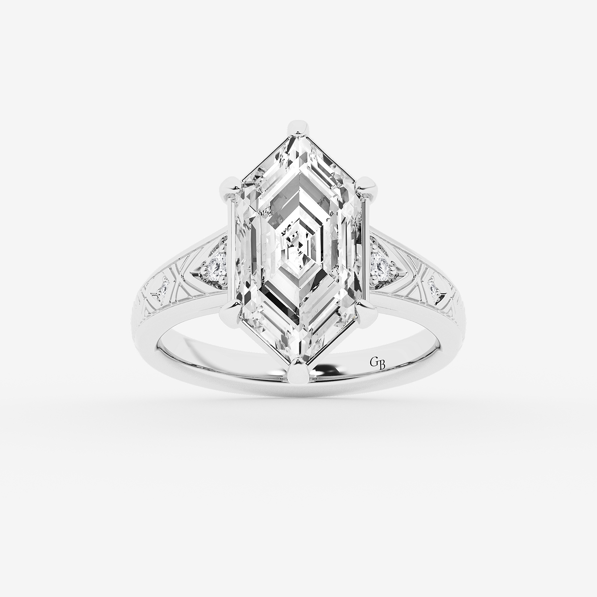 4 ctw Dutch Marquise Lab Grown Diamond Vintage Side Stone Engagement Ring