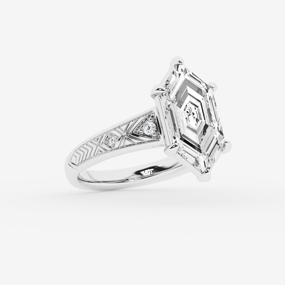 Additional Image 1 for  4 ctw Dutch Marquise Lab Grown Diamond Vintage Side Stone Engagement Ring