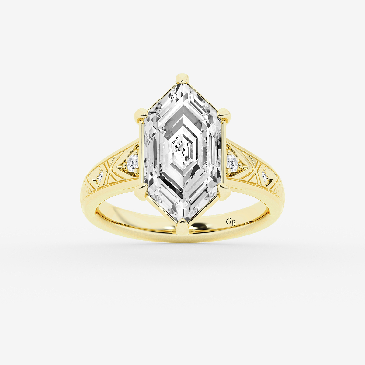 3 ctw Dutch Marquise Lab Grown Diamond Vintage Side Stone Engagement Ring