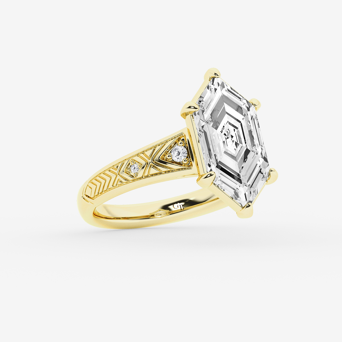 Additional Image 1 for  3 ctw Dutch Marquise Lab Grown Diamond Vintage Side Stone Engagement Ring
