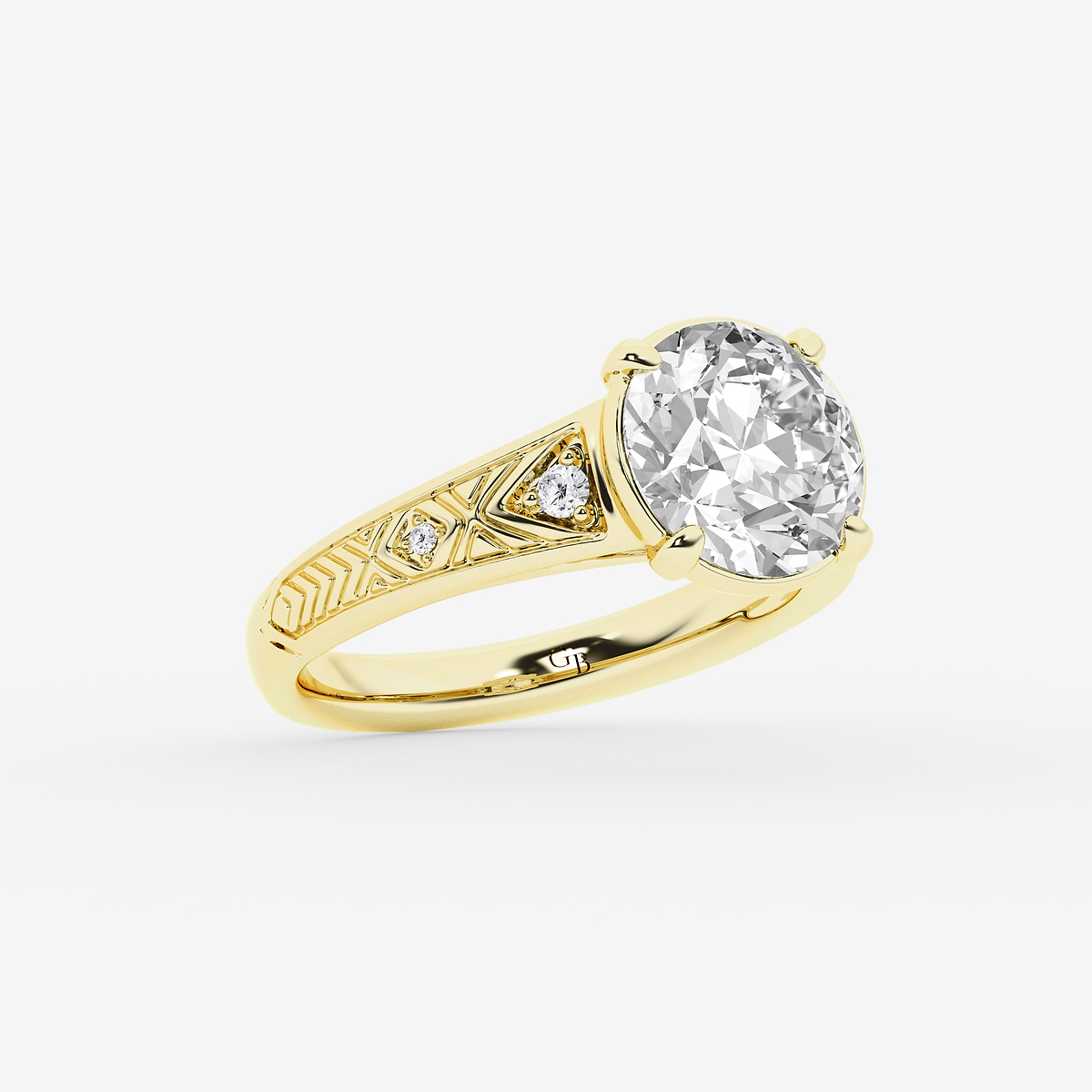 Additional Image 1 for  2 ctw Old European Cut Lab Grown Diamond Vintage Side Stone Engagement Ring