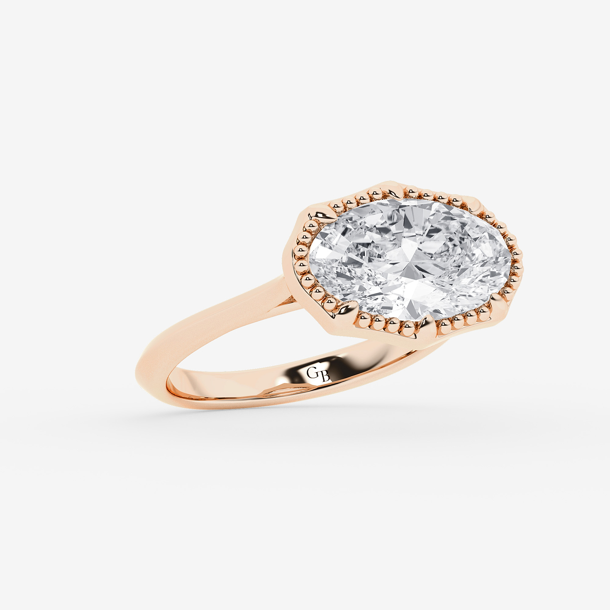 Additional Image 1 for  3 ctw Moval Lab Grown Diamond Vintage Solitaire Engagement Ring