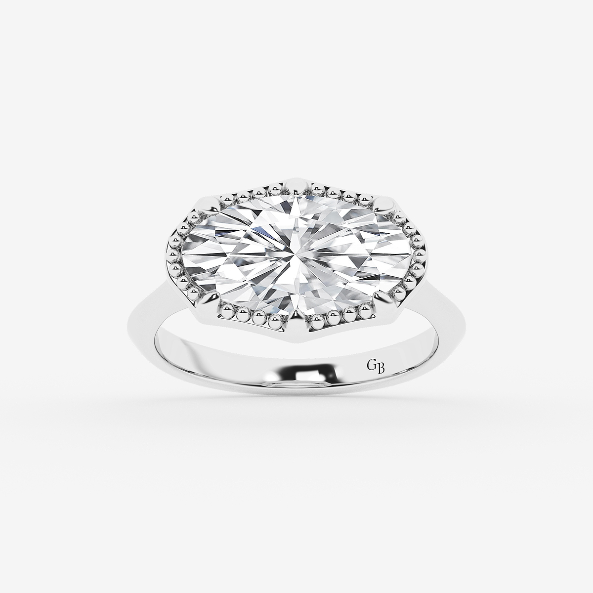 3 ctw Moval Lab Grown Diamond Vintage Solitaire Engagement Ring