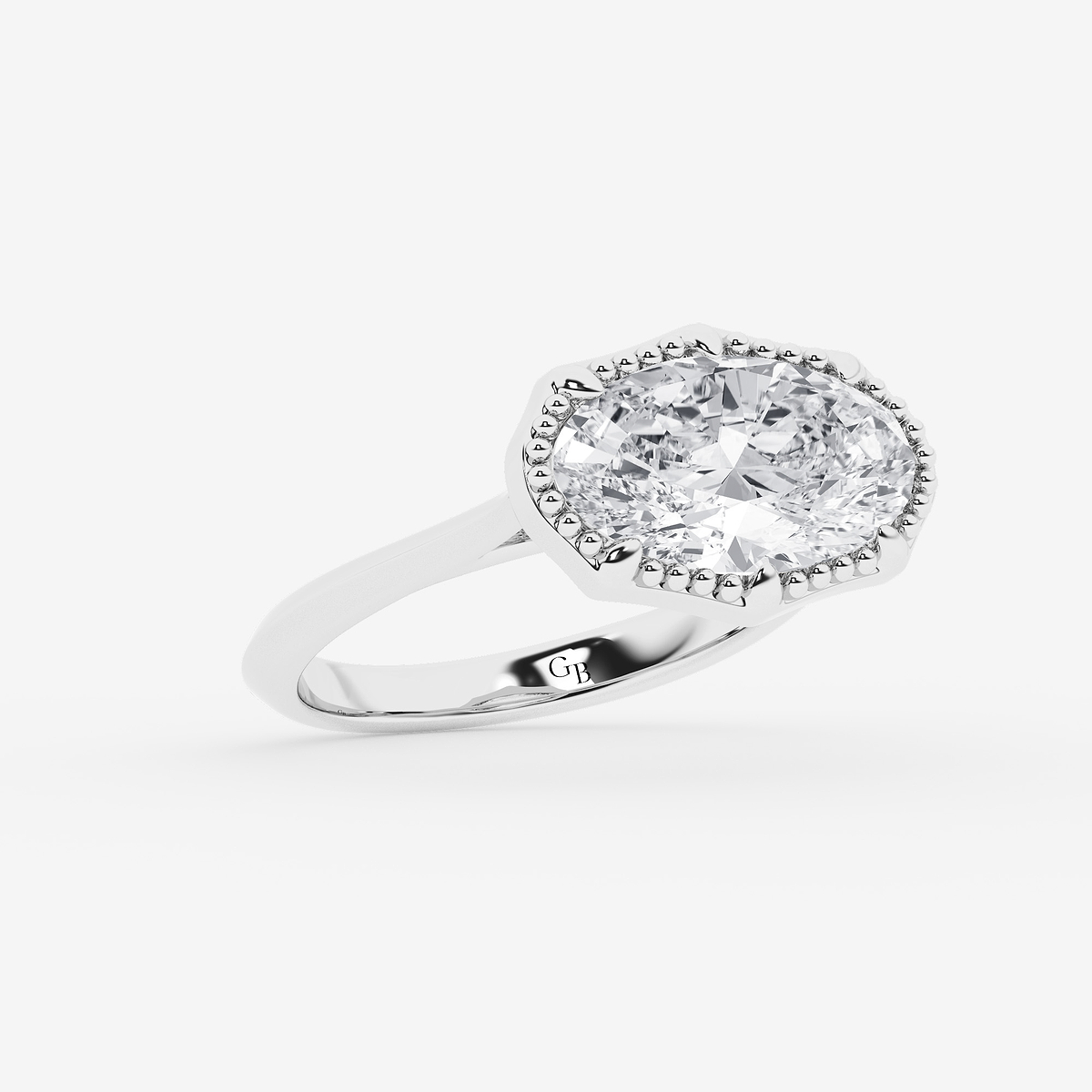 Additional Image 1 for  3 ctw Moval Lab Grown Diamond Vintage Solitaire Engagement Ring
