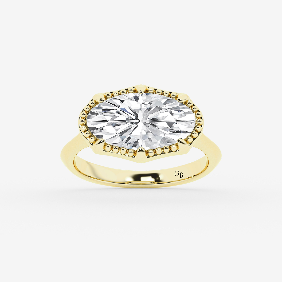 2 ctw Moval Lab Grown Diamond Vintage Solitaire Engagement Ring