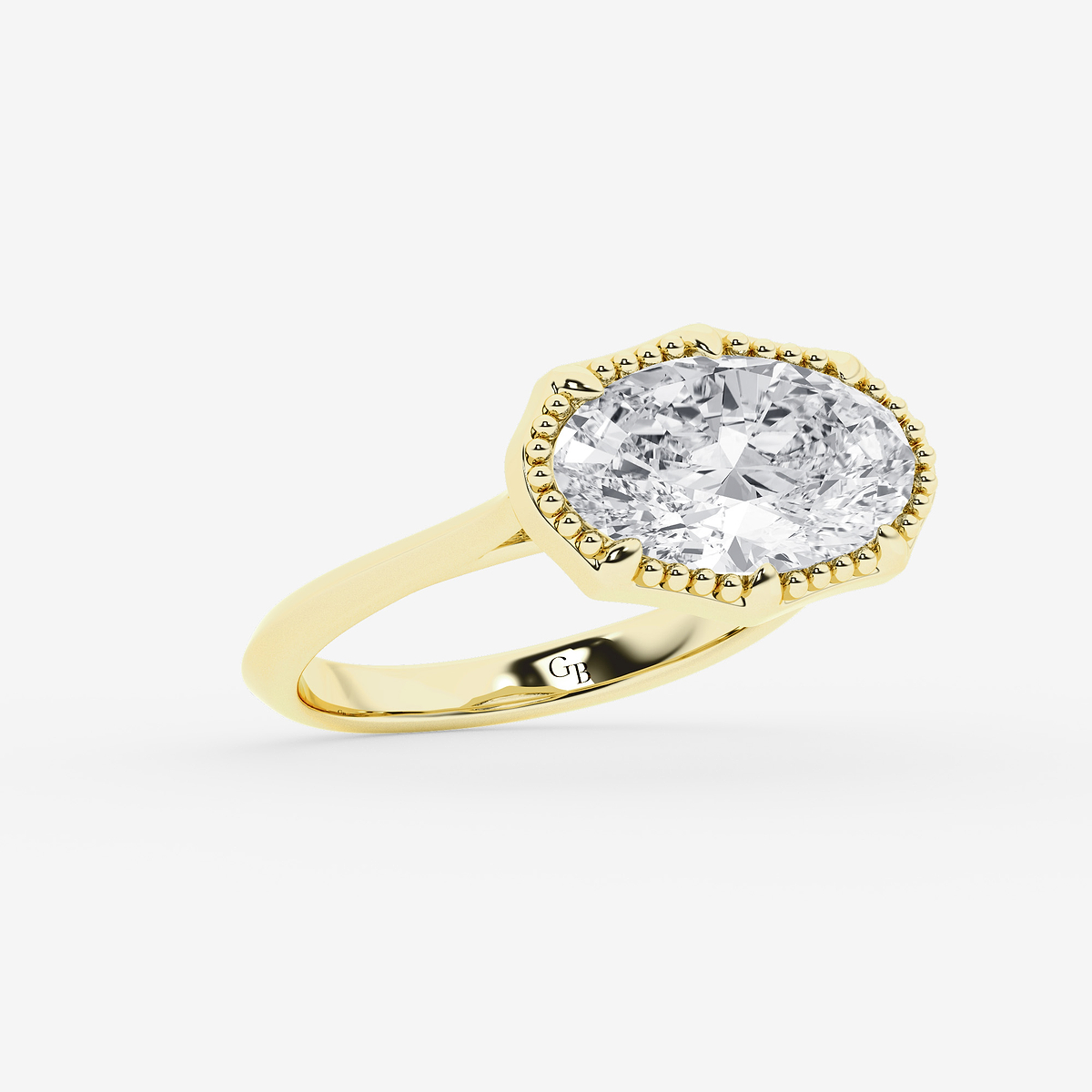 Additional Image 1 for  2 ctw Moval Lab Grown Diamond Vintage Solitaire Engagement Ring