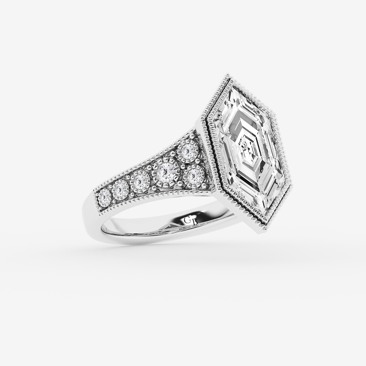 Additional Image 1 for  4 1/4 ctw Dutch Marquise Lab Grown Diamond Vintage Side Stone Engagement Ring