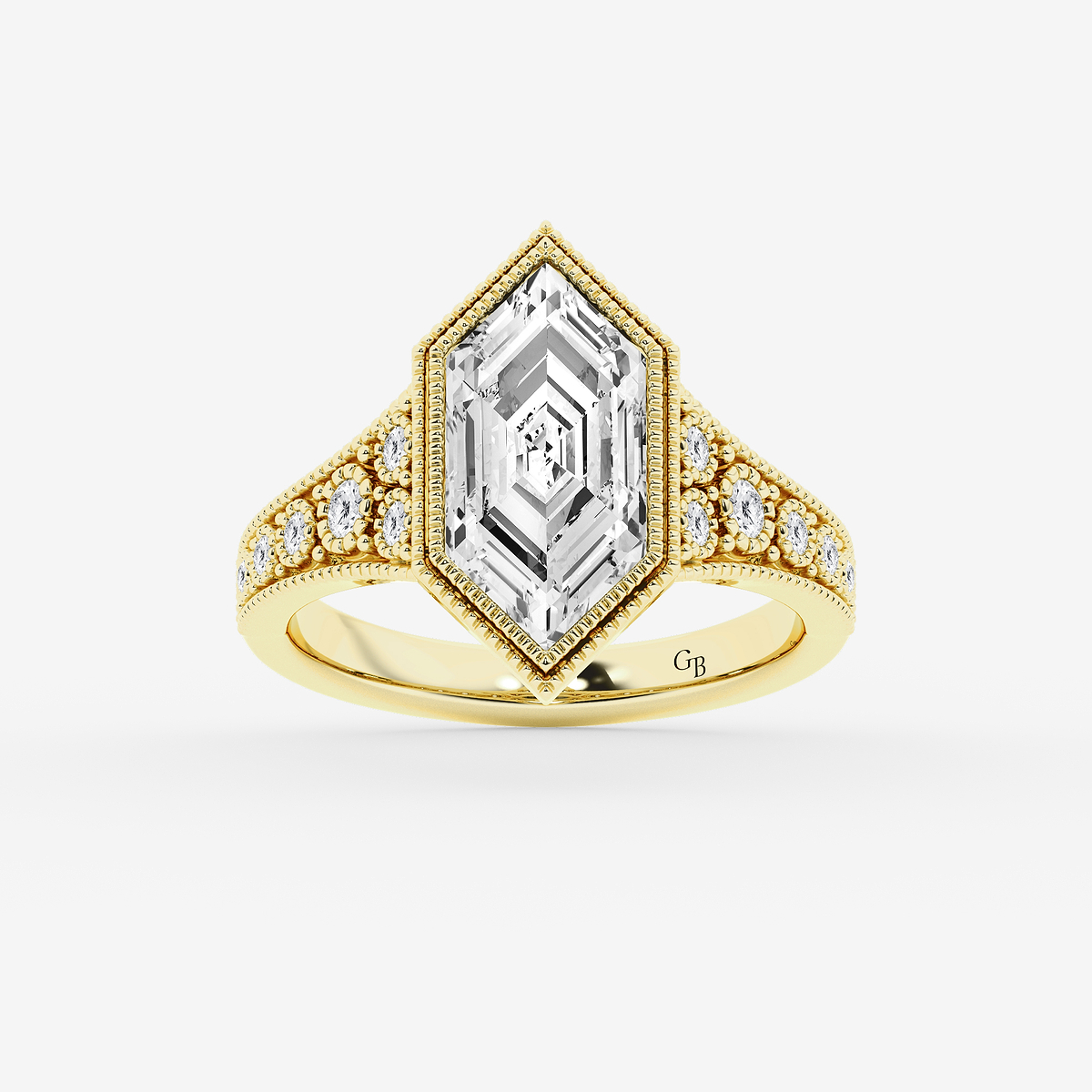 3 1/4 ctw Dutch Marquise Lab Grown Diamond Vintage Side Stone Engagement Ring