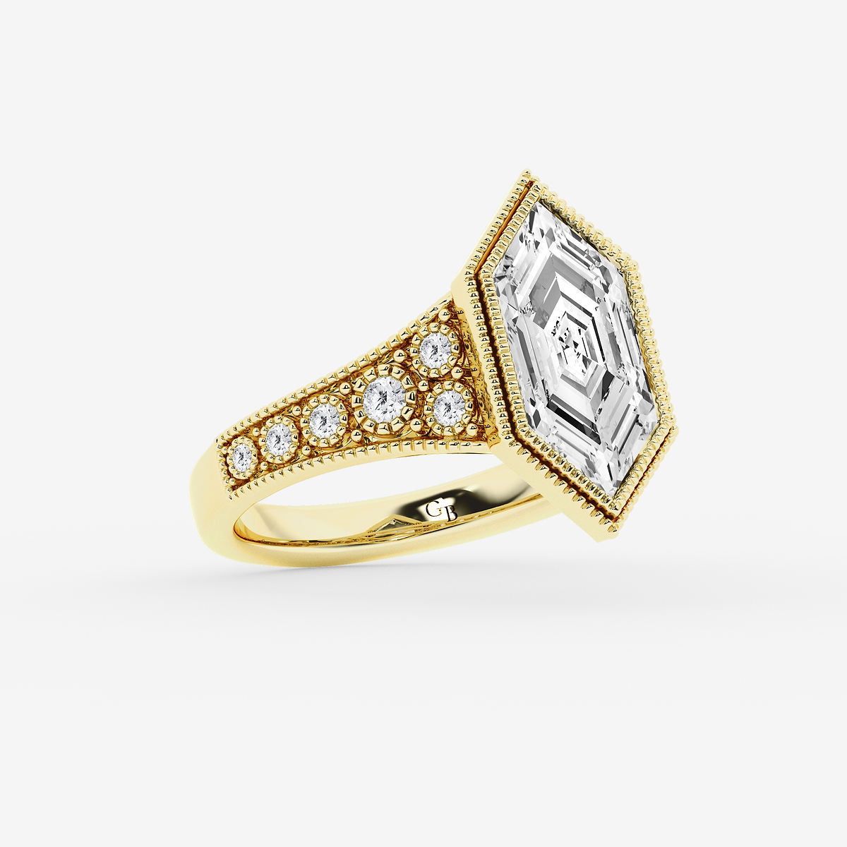 Additional Image 1 for  3 1/4 ctw Dutch Marquise Lab Grown Diamond Vintage Side Stone Engagement Ring