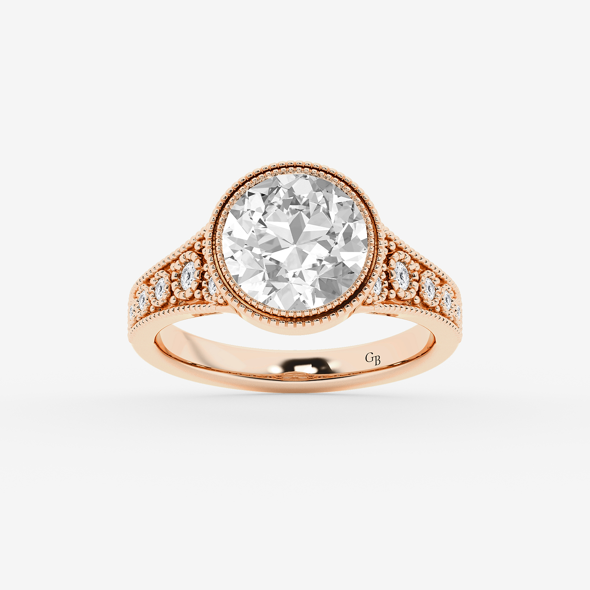 4 1/4 ctw Old European Cut Lab Grown Diamond Vintage Side Stone Engagement Ring