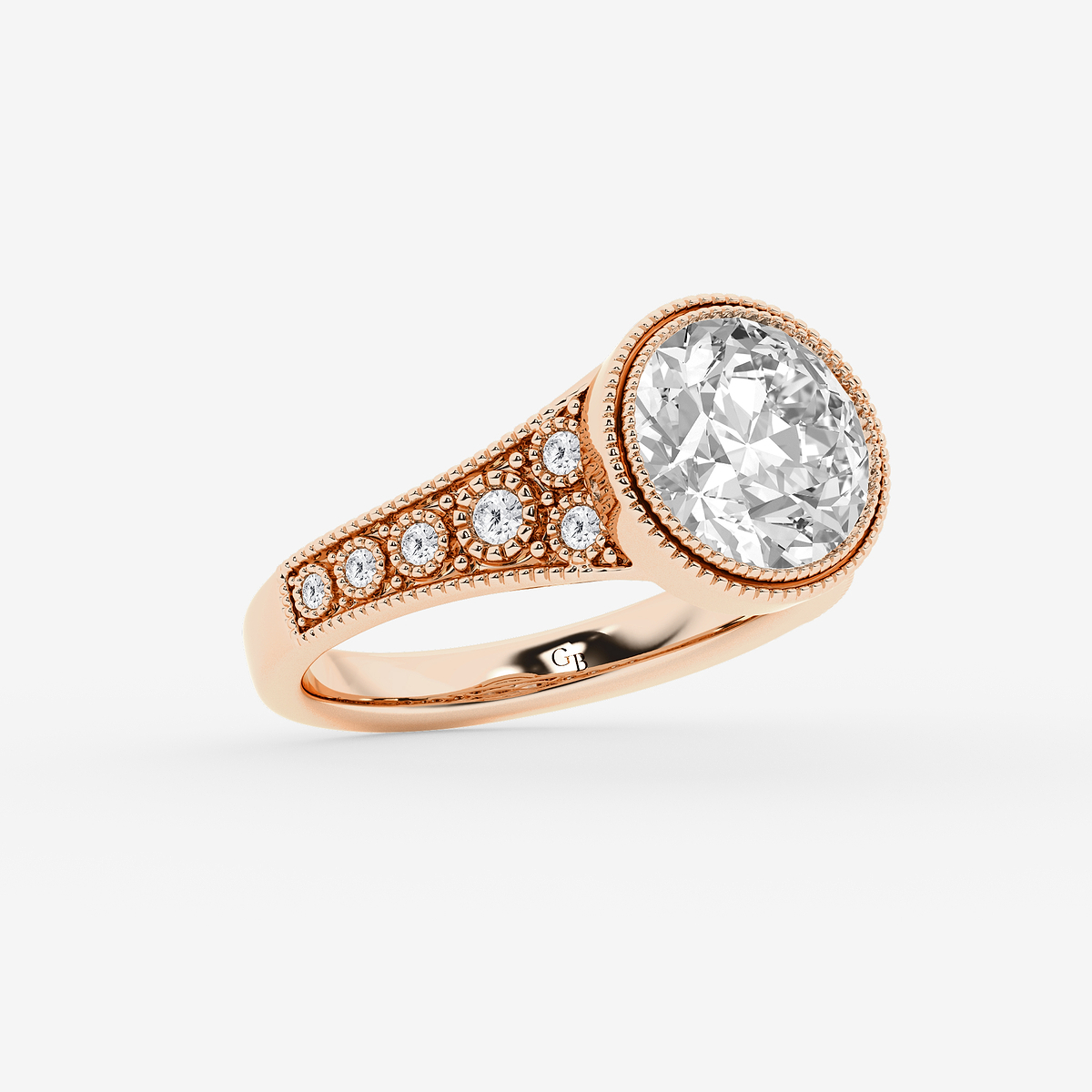 Additional Image 1 for  4 1/4 ctw Old European Cut Lab Grown Diamond Vintage Side Stone Engagement Ring