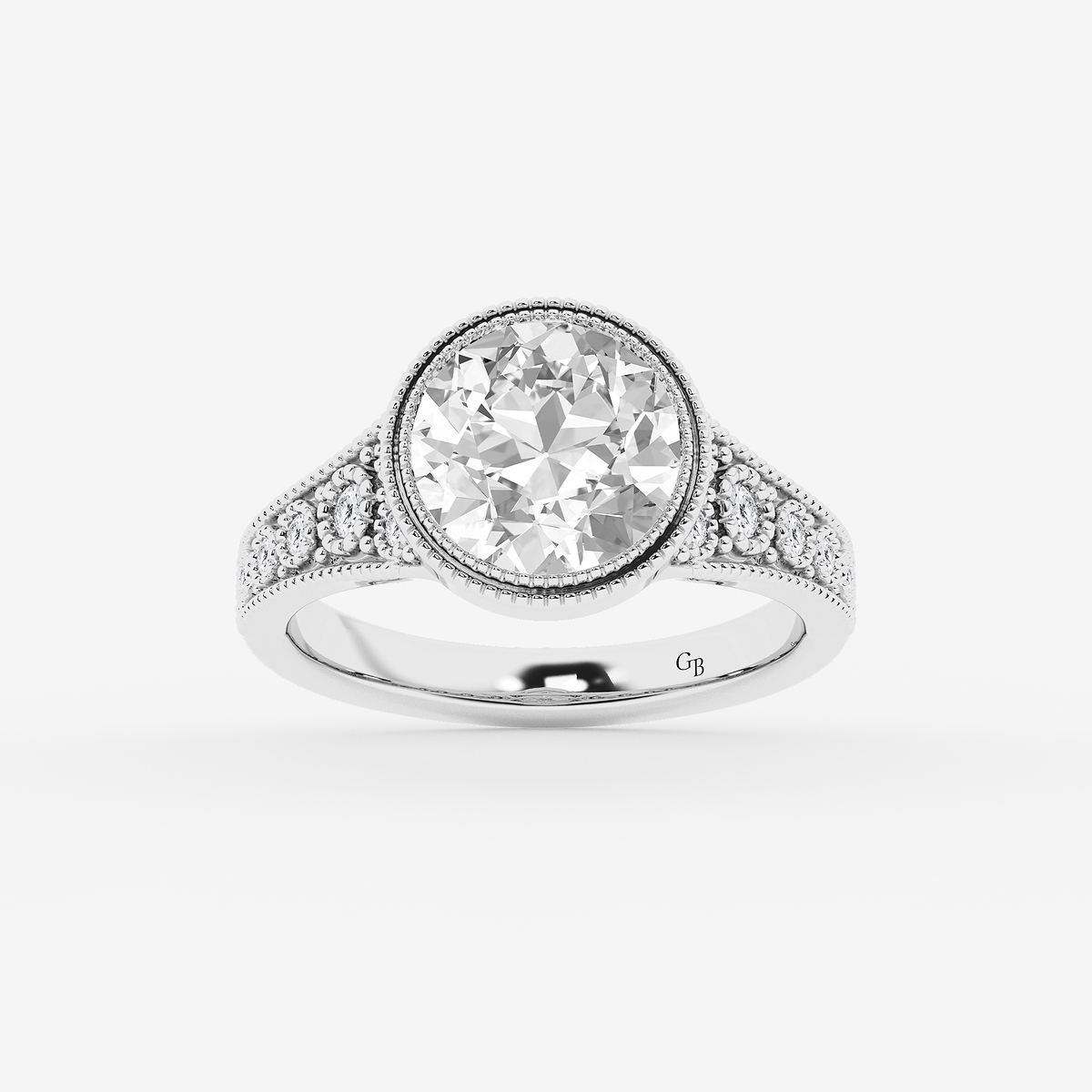 2 1/4 ctw Old European Cut Lab Grown Diamond Vintage Side Stone Engagement Ring