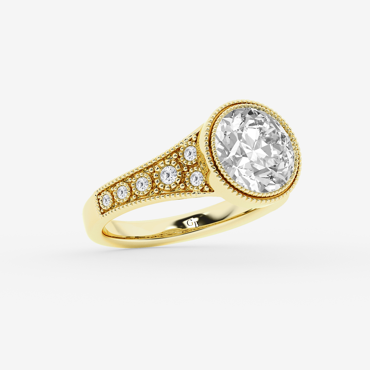 Additional Image 1 for  3 1/4 ctw Old European Cut Lab Grown Diamond Vintage Side Stone Engagement Ring