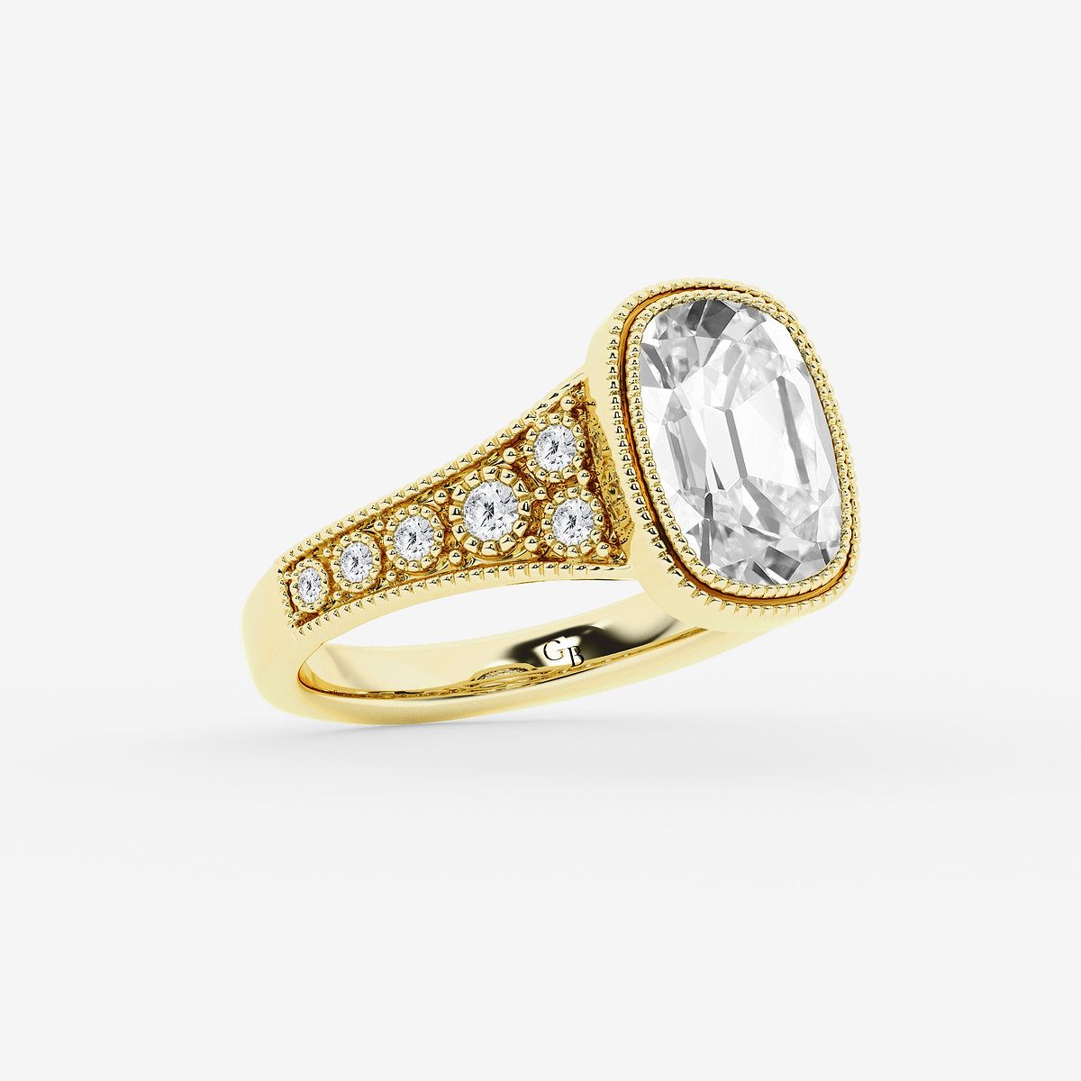 Additional Image 1 for  2 1/4 ctw Elongated Cushion Lab Grown Diamond Vintage Side Stone Engagement Ring