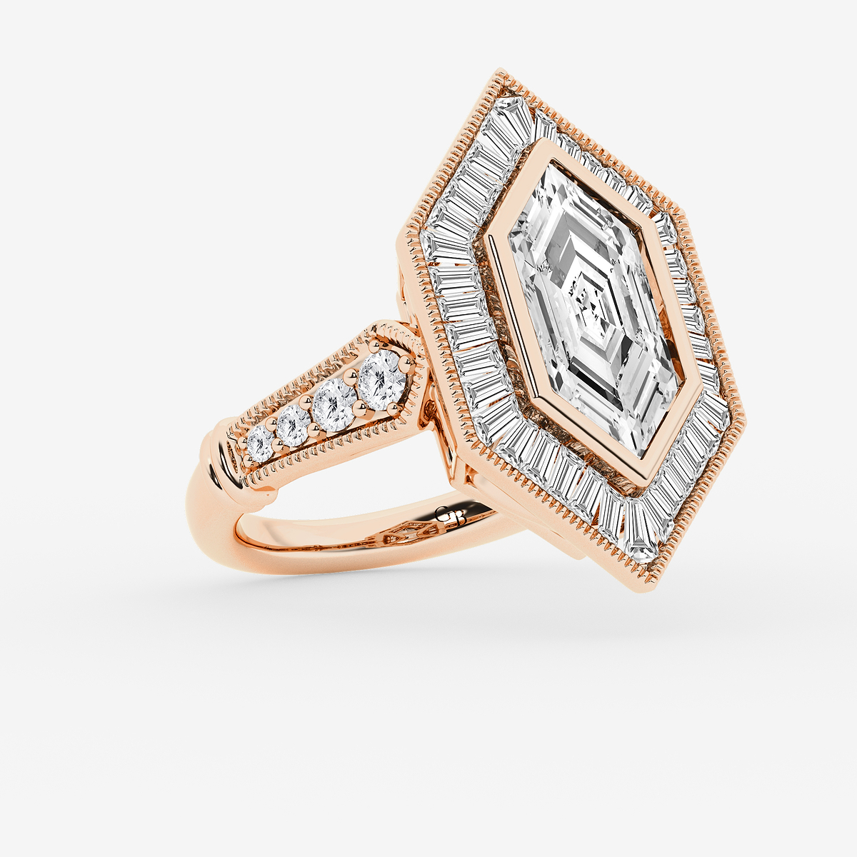 Additional Image 1 for  4 ctw Dutch Marquise Lab Grown Diamond Vintage Hidden Halo Engagement Ring
