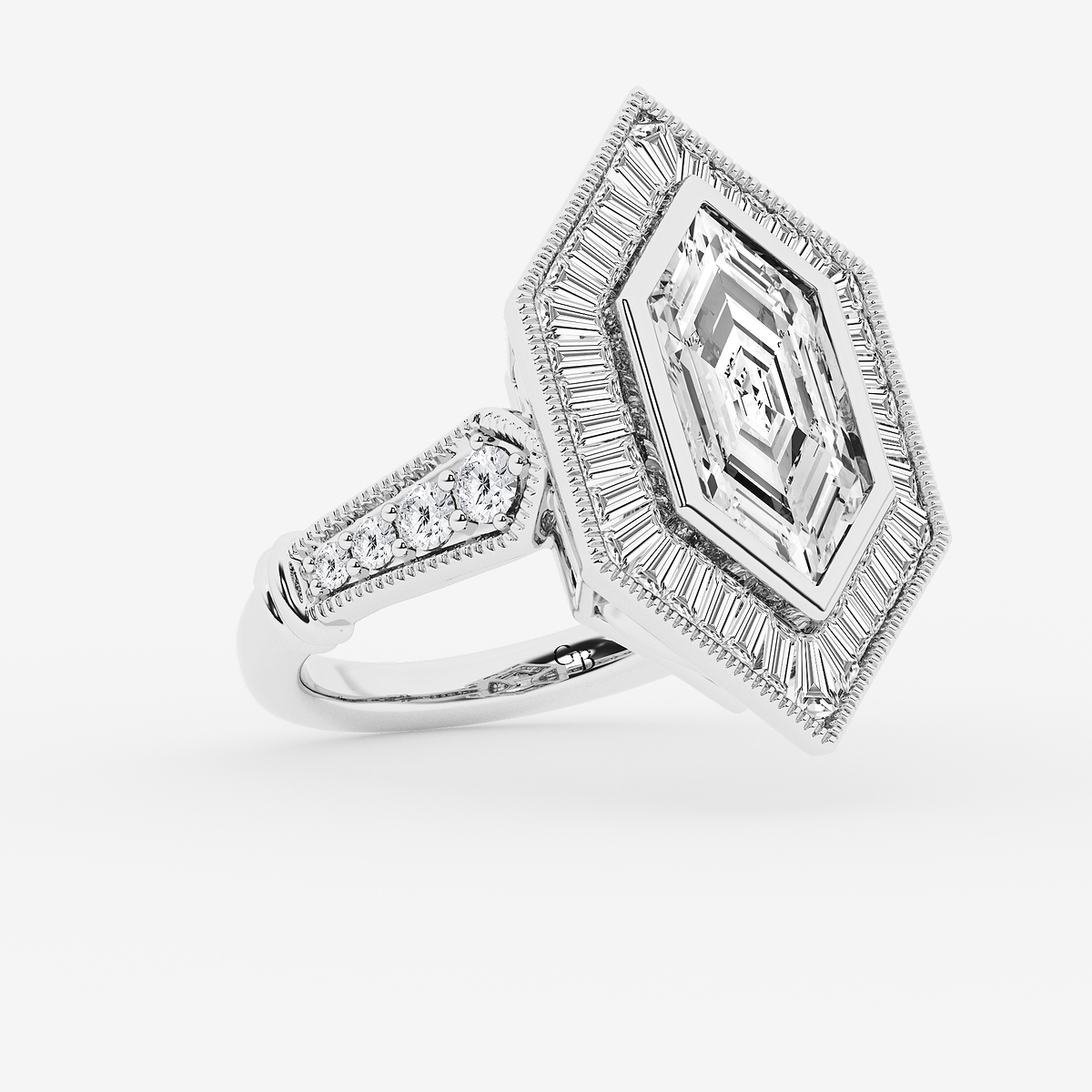 Additional Image 1 for  4 ctw Dutch Marquise Lab Grown Diamond Vintage Hidden Halo Engagement Ring