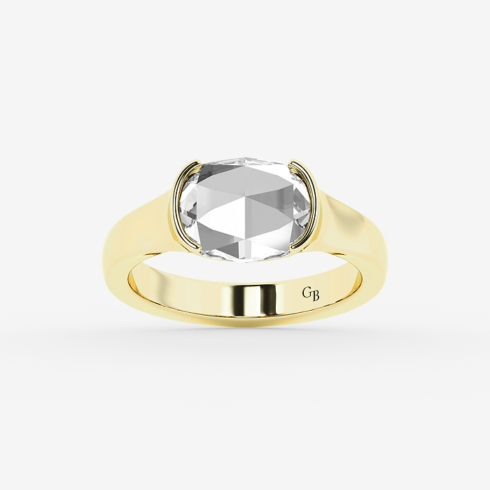 Design ID 9658 - Truly Custom 1 1/2 ctw Elongated Cushion Rose Cut Lab Grown Diamond Solitaire Engagement Ring