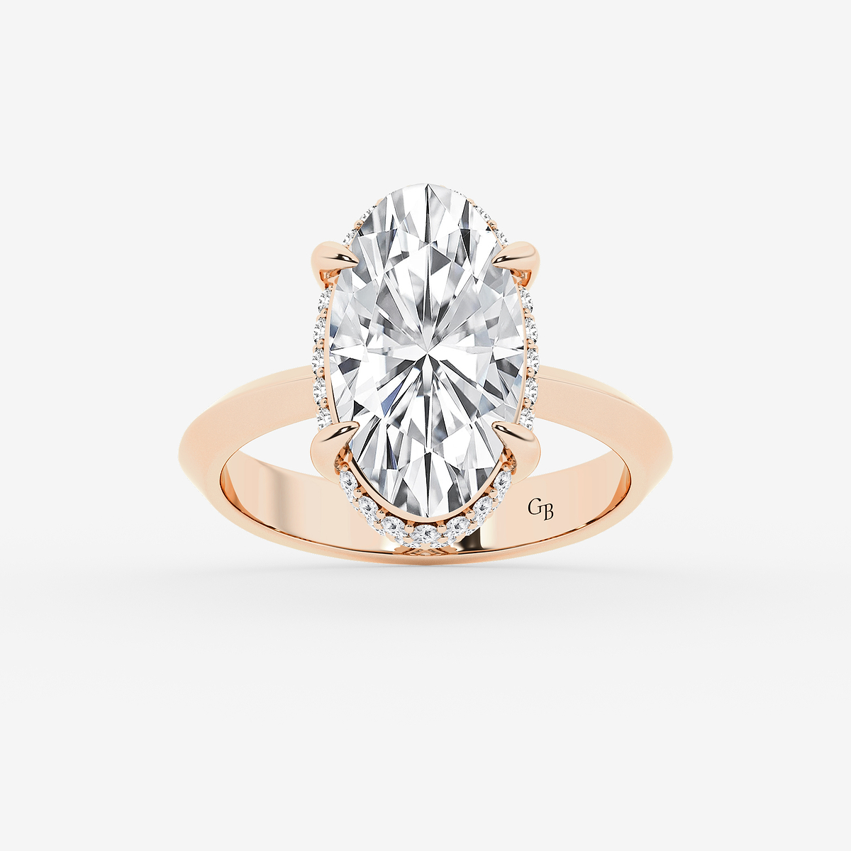 2 1/3 ctw Moval Lab Grown Diamond Vintage Double Row Hidden Halo Engagement Ring