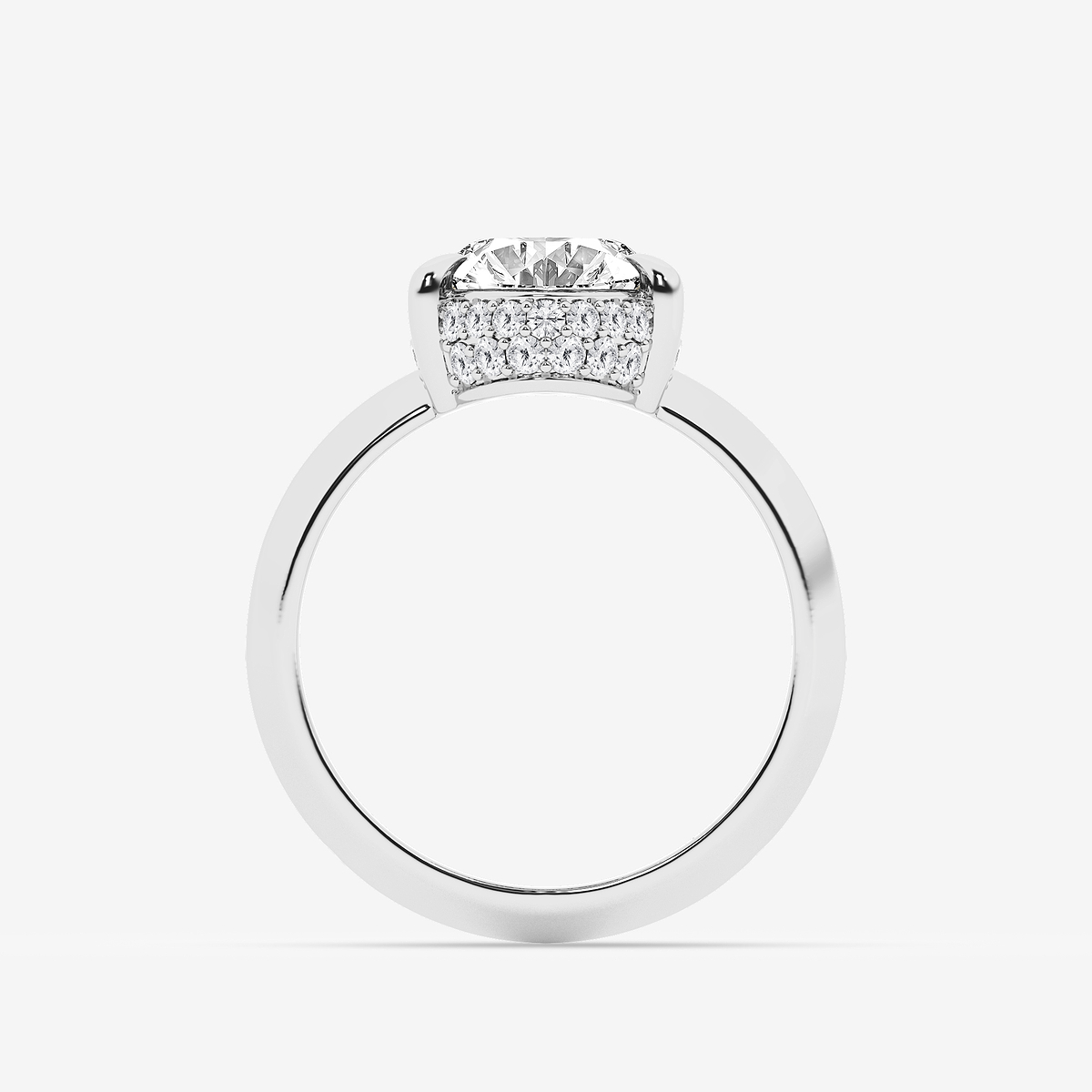 Additional Image 1 for  4 1/3 ctw Moval Lab Grown Diamond Vintage Double Row Hidden Halo Engagement Ring