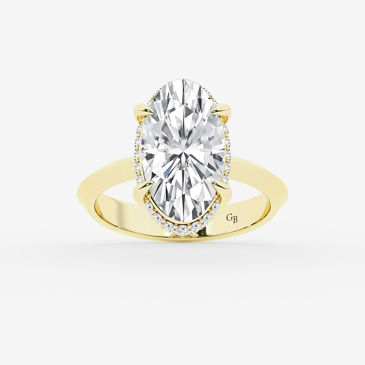 3 1/3 ctw Moval Lab Grown Diamond Vintage Double Row Hidden Halo Engagement Ring