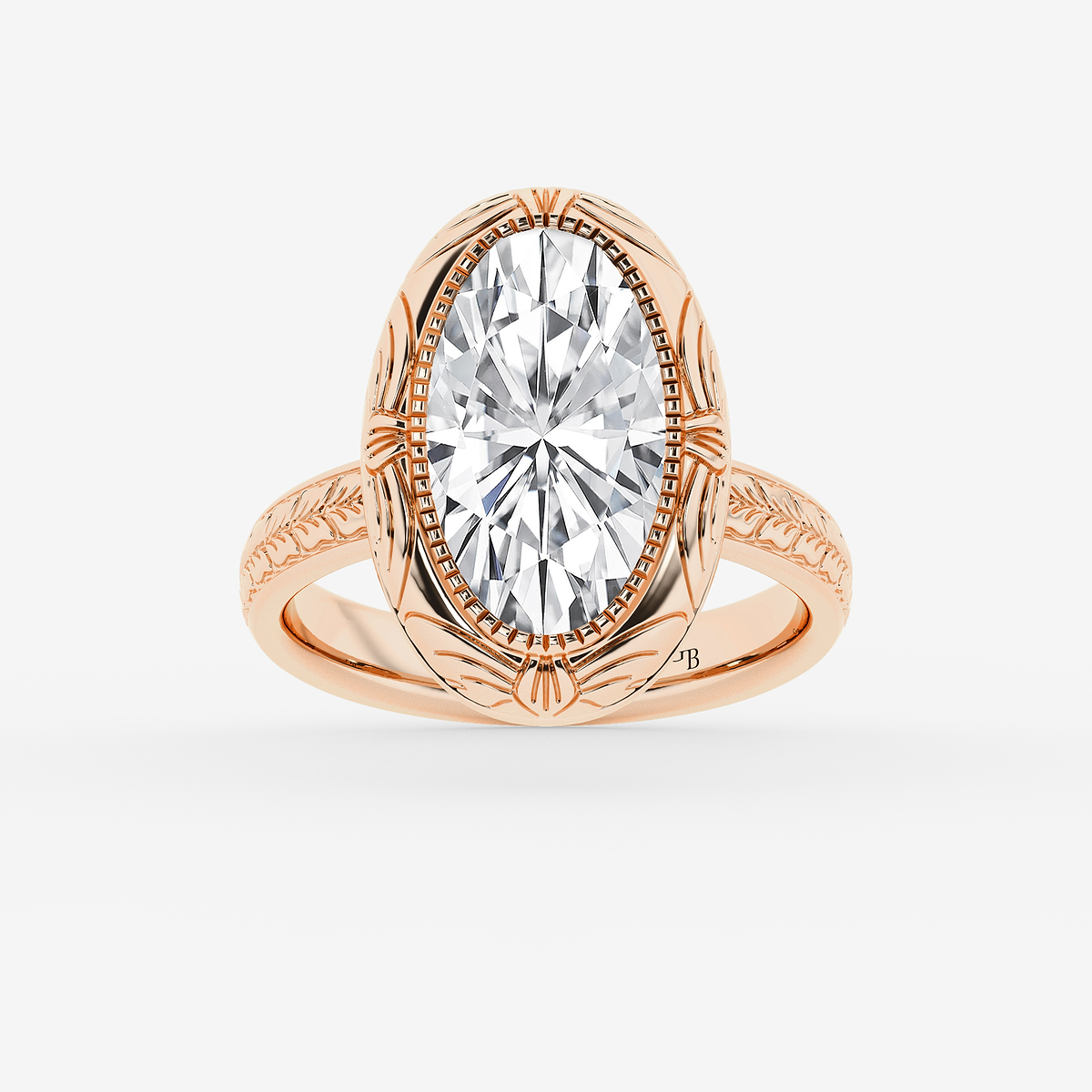 3 ctw Moval Lab Grown Diamond Vintage Solitaire Engagement Ring
