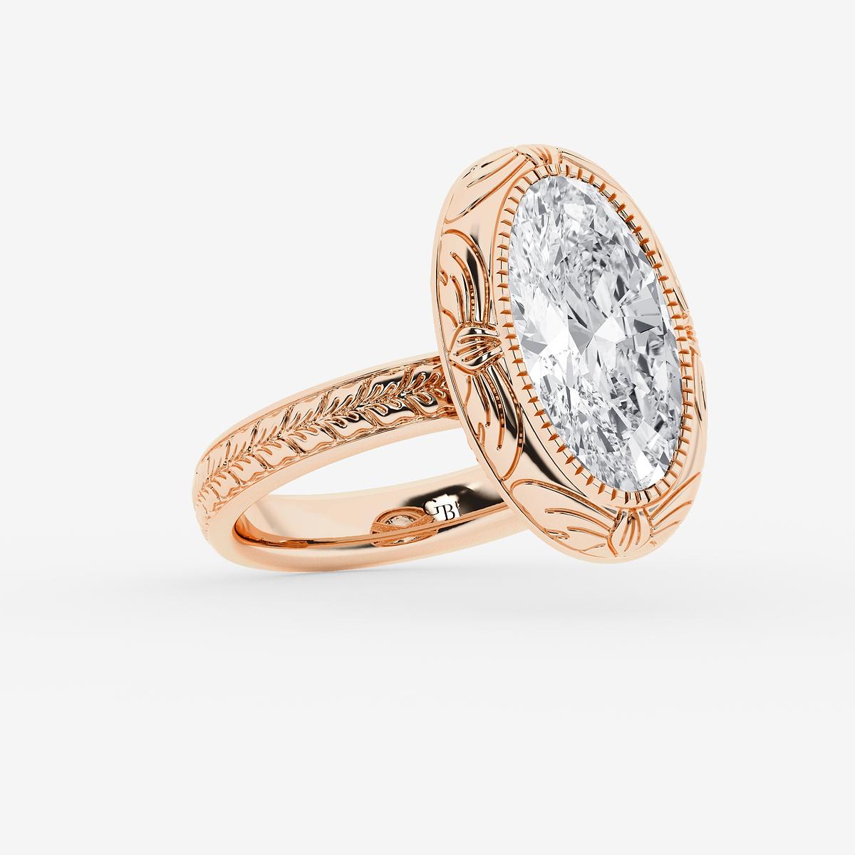 Additional Image 1 for  3 ctw Moval Lab Grown Diamond Vintage Solitaire Engagement Ring
