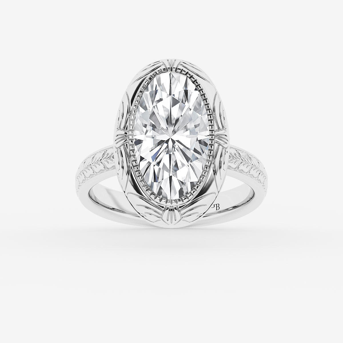 2 ctw Moval Lab Grown Diamond Vintage Solitaire Engagement Ring