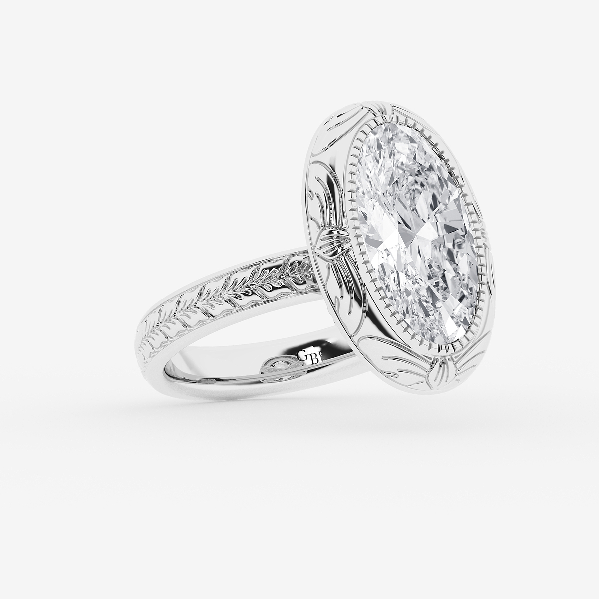 Additional Image 1 for  2 ctw Moval Lab Grown Diamond Vintage Solitaire Engagement Ring