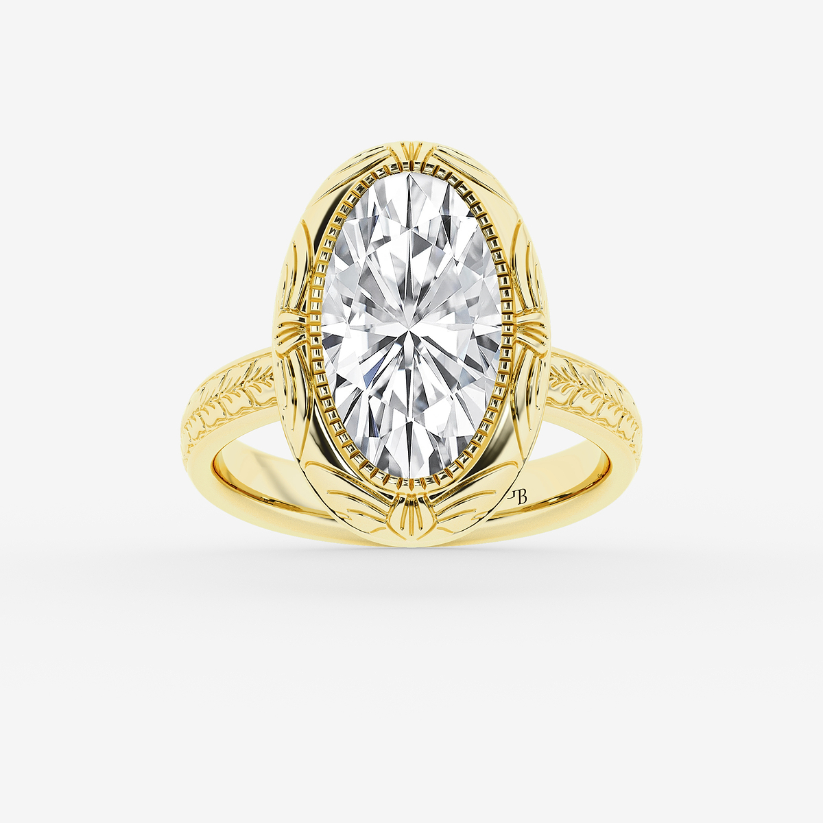 2 ctw Moval Lab Grown Diamond Vintage Solitaire Engagement Ring