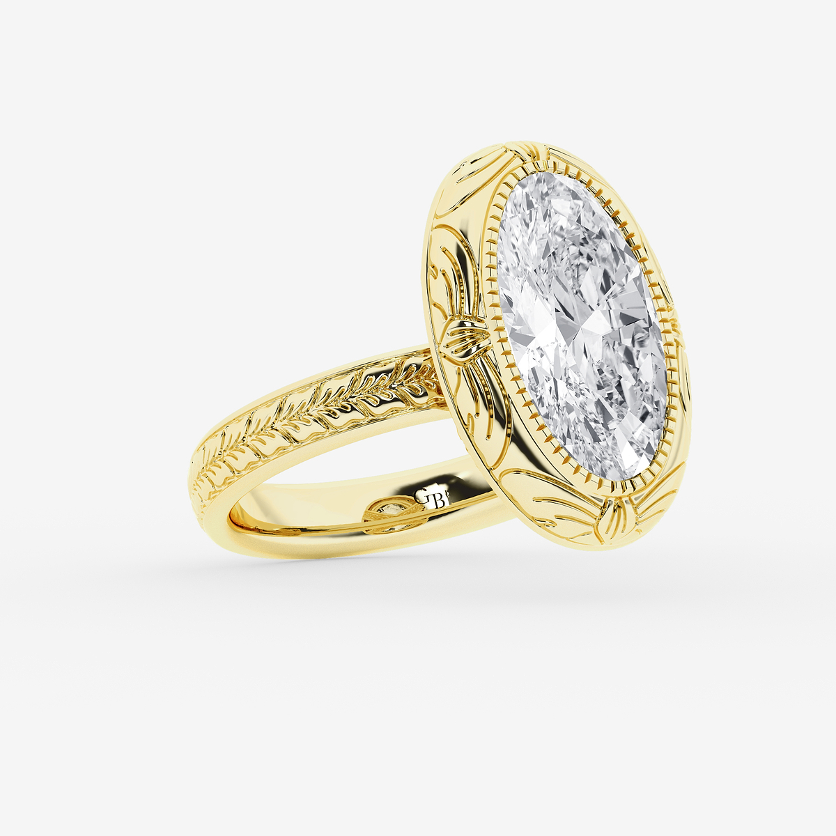 Additional Image 1 for  2 ctw Moval Lab Grown Diamond Vintage Solitaire Engagement Ring