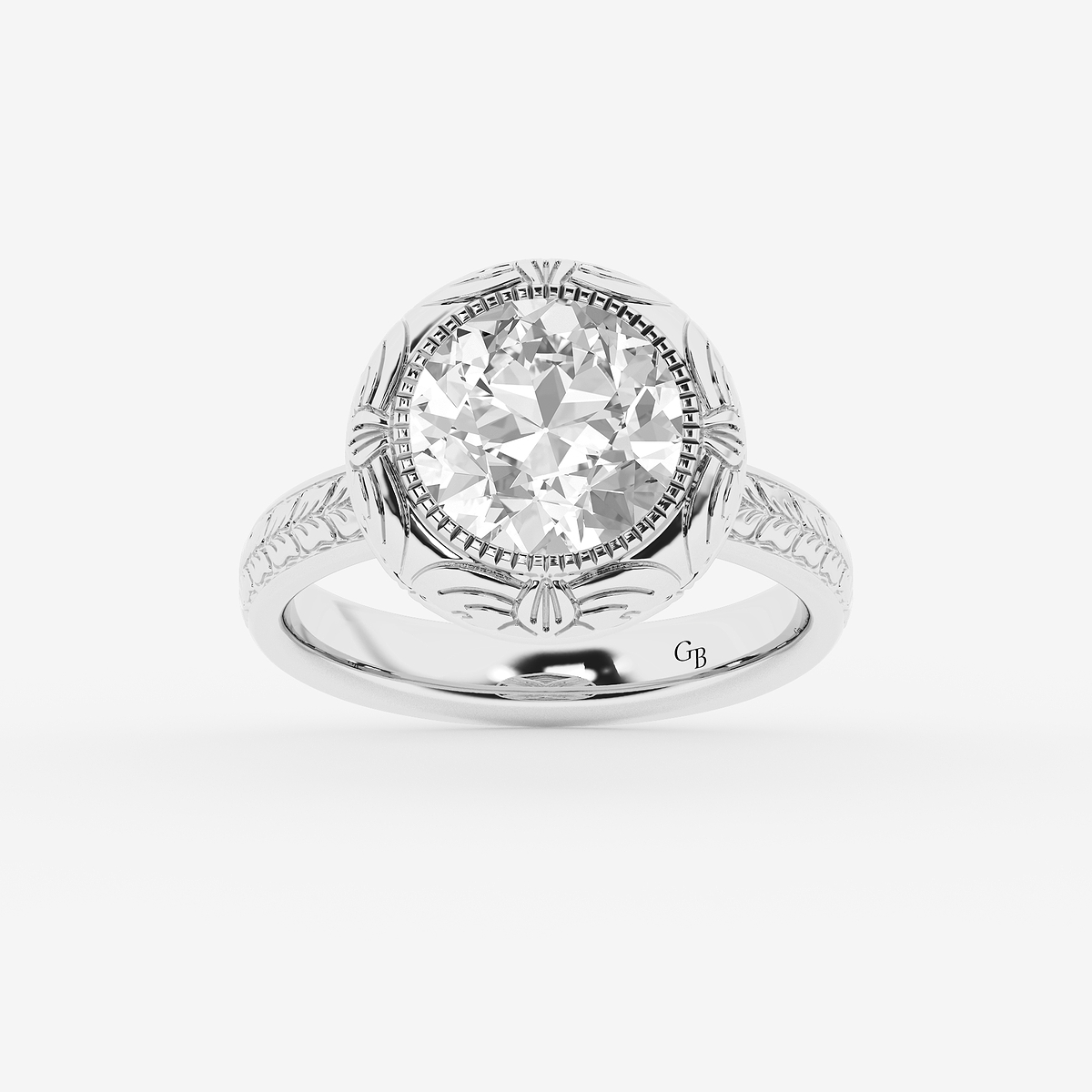 3 ctw Old European Cut Lab Grown Diamond Vintage Solitaire Engagement Ring