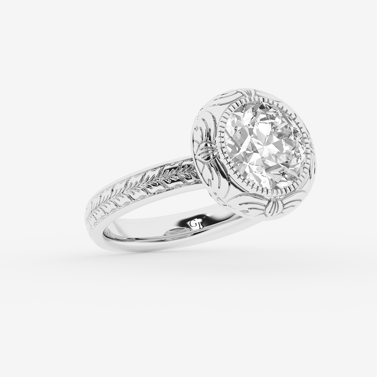 Additional Image 1 for  3 ctw Old European Cut Lab Grown Diamond Vintage Solitaire Engagement Ring