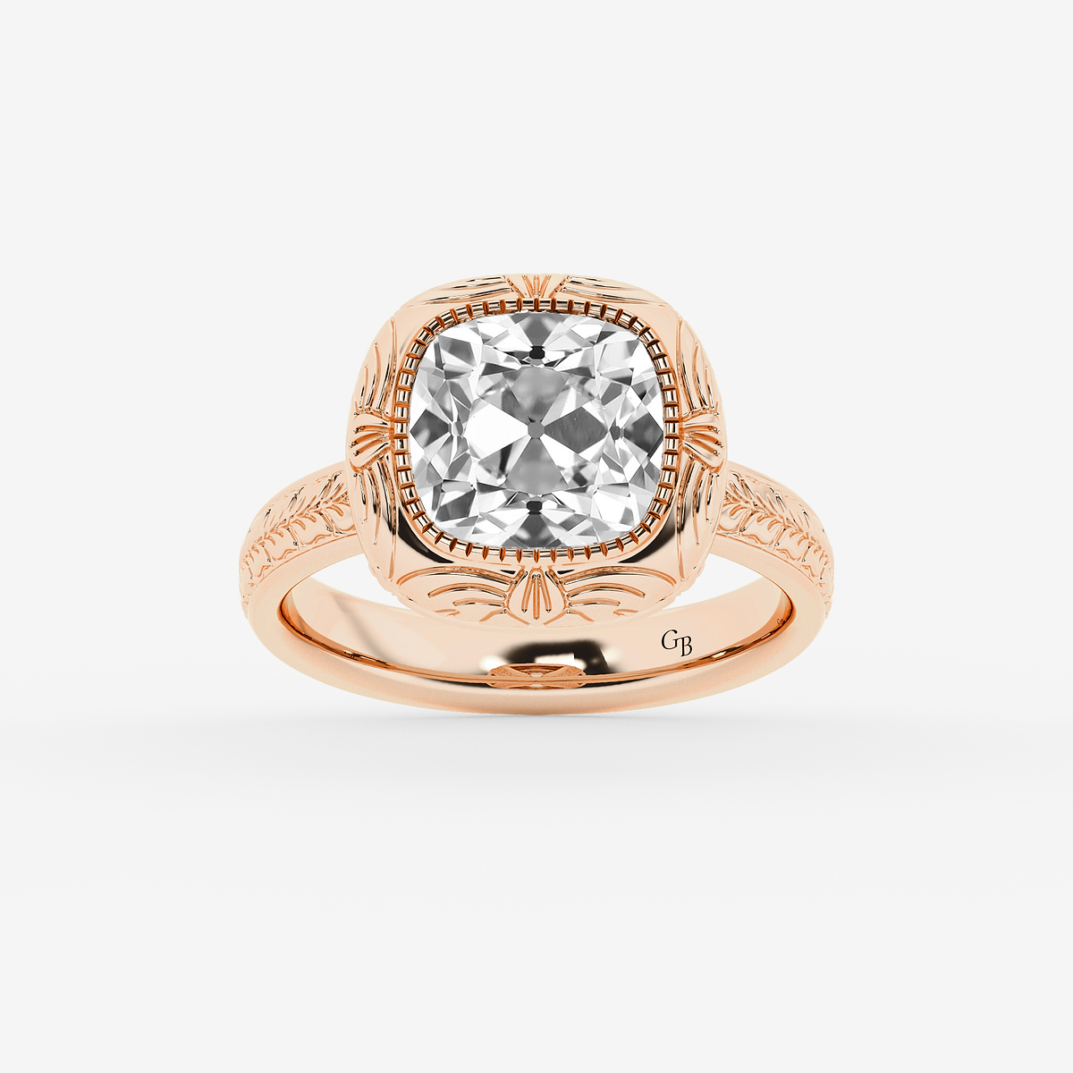 2 ctw Cushion Old Mine Cut Lab Grown Diamond Lab Grown Diamond Vintage Solitaire Engagement Ring