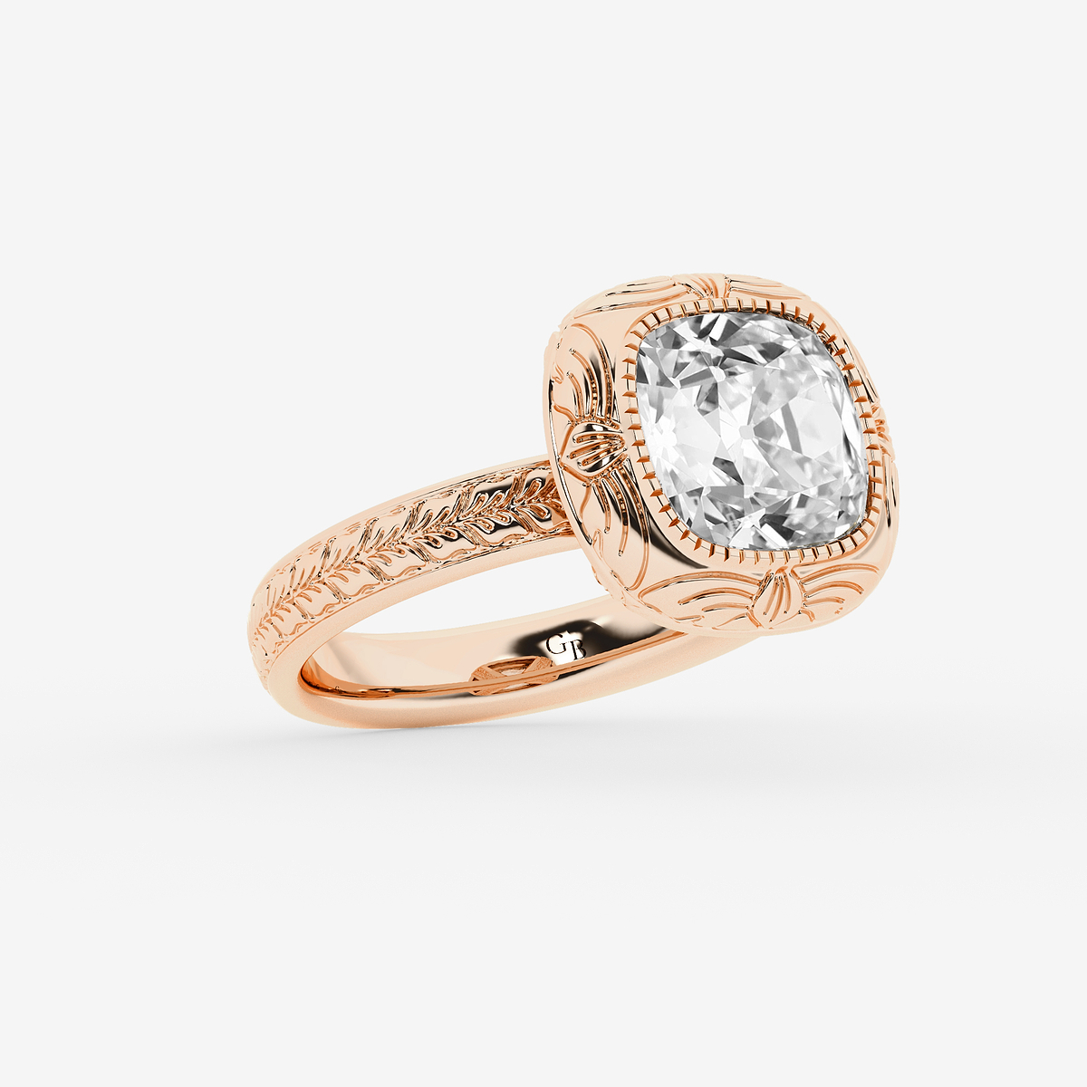 Additional Image 1 for  2 ctw Cushion Old Mine Cut Lab Grown Diamond Lab Grown Diamond Vintage Solitaire Engagement Ring