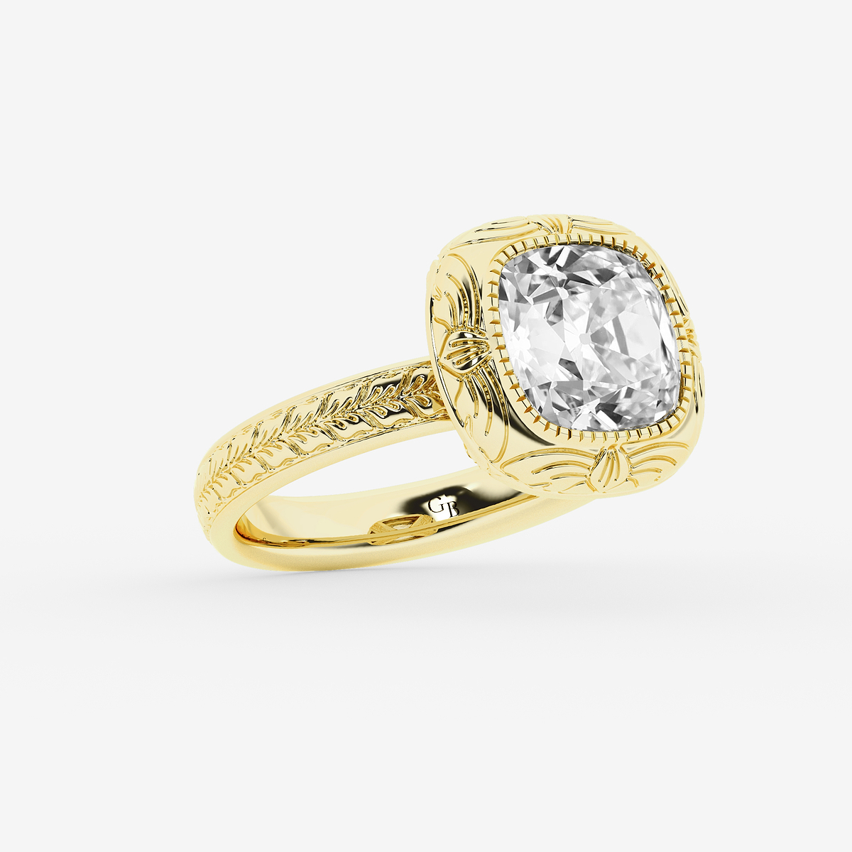 Additional Image 1 for  3 ctw Cushion Old Mine Cut Lab Grown Diamond Lab Grown Diamond Vintage Solitaire Engagement Ring