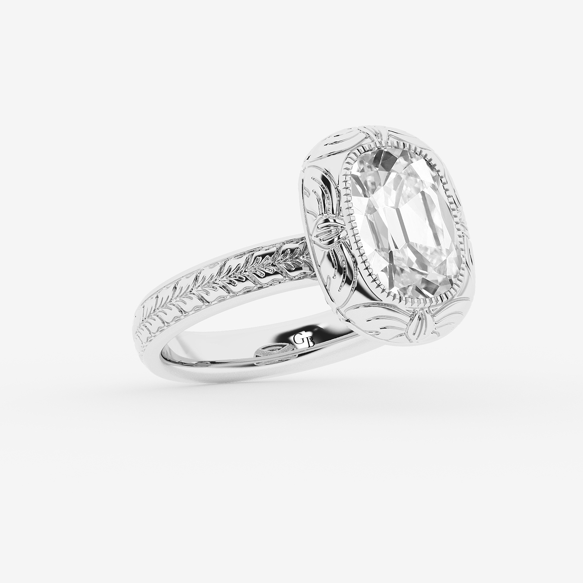 Additional Image 1 for  3 ctw Elongated Cushion Lab Grown Diamond Vintage Solitaire Engagement Ring