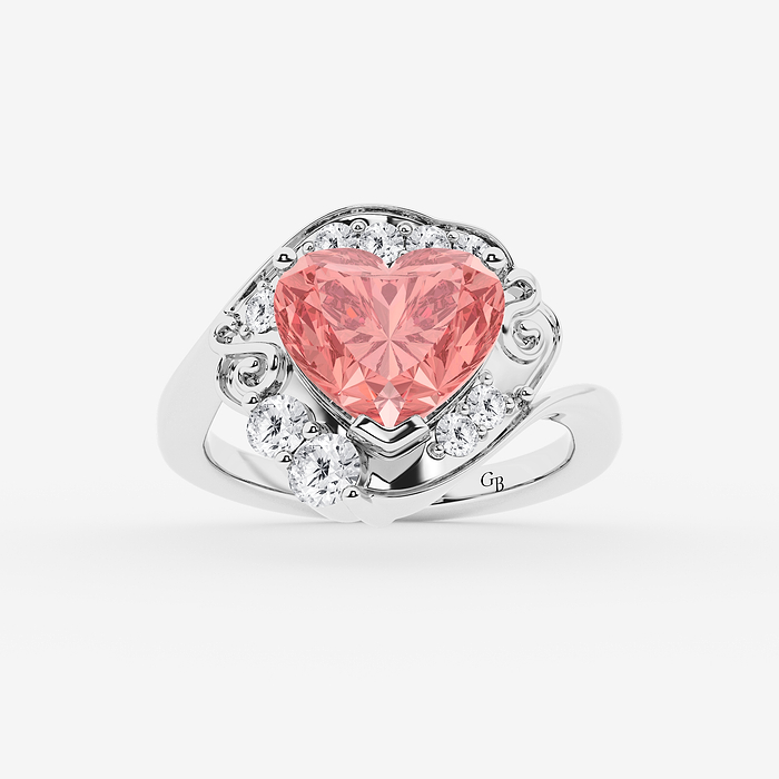 Design ID 9831 - Truly Custom 4 ctw Heart Fancy Pink Lab Grown Diamond Side Stone Engagement Ring