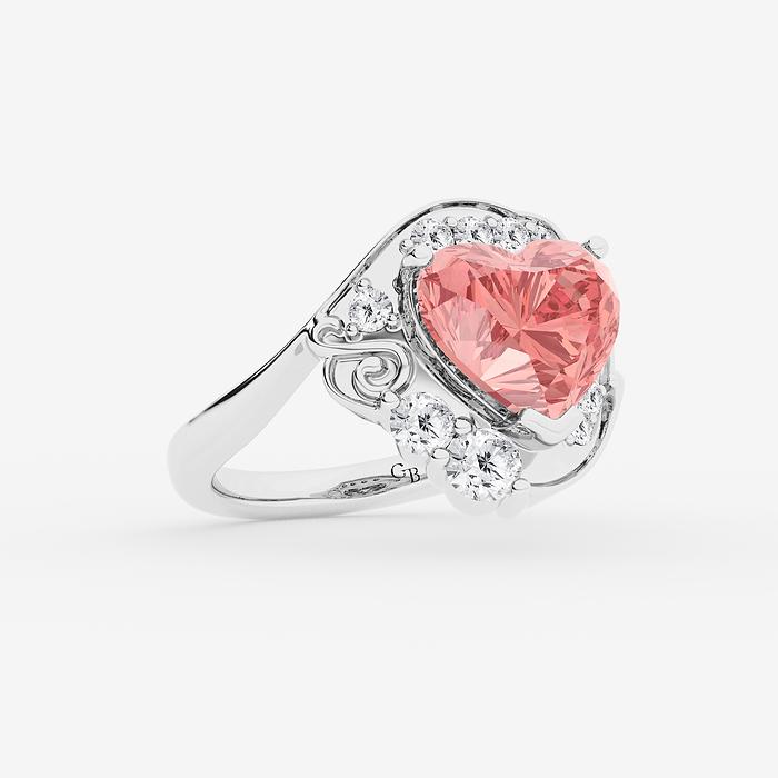 Design ID 9831 - Truly Custom 4 ctw Heart Fancy Pink Lab Grown Diamond Side Stone Engagement Ring