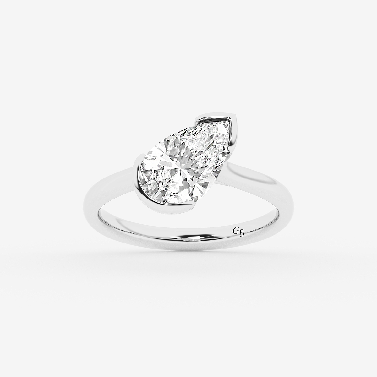 2 ctw Pear Lab Grown Diamond Bezel Set Solitaire Engagement Ring