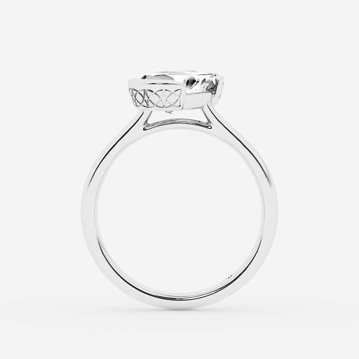 Additional Image 1 for  2 ctw Pear Lab Grown Diamond Bezel Set Solitaire Engagement Ring