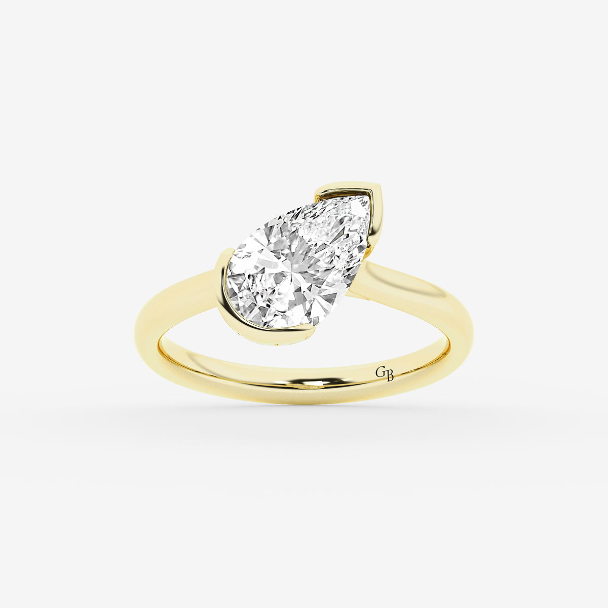 2 ctw Pear Lab Grown Diamond Bezel Set Solitaire Engagement Ring