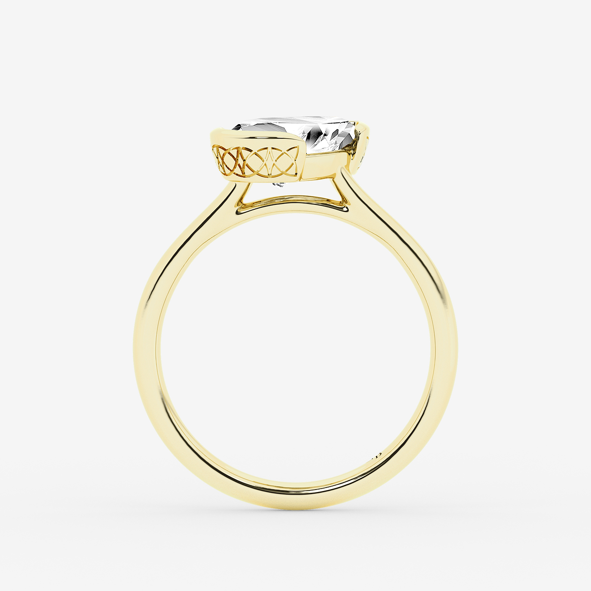 Additional Image 1 for  2 ctw Pear Lab Grown Diamond Bezel Set Solitaire Engagement Ring