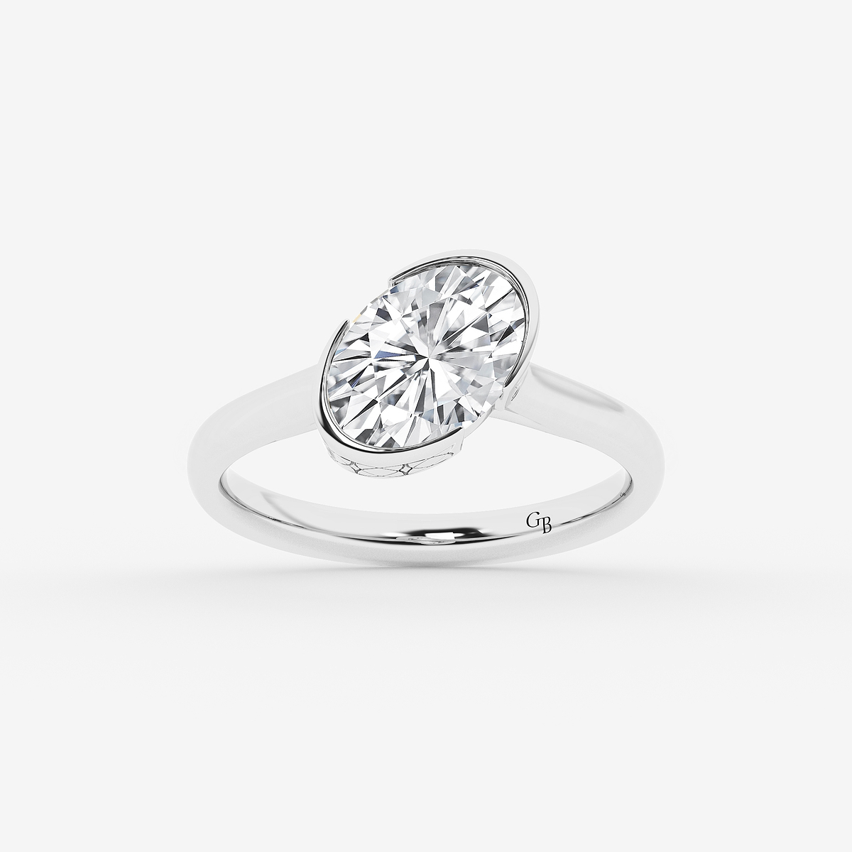 2 ctw Oval Lab Grown Diamond Bezel Set Solitaire Engagement Ring