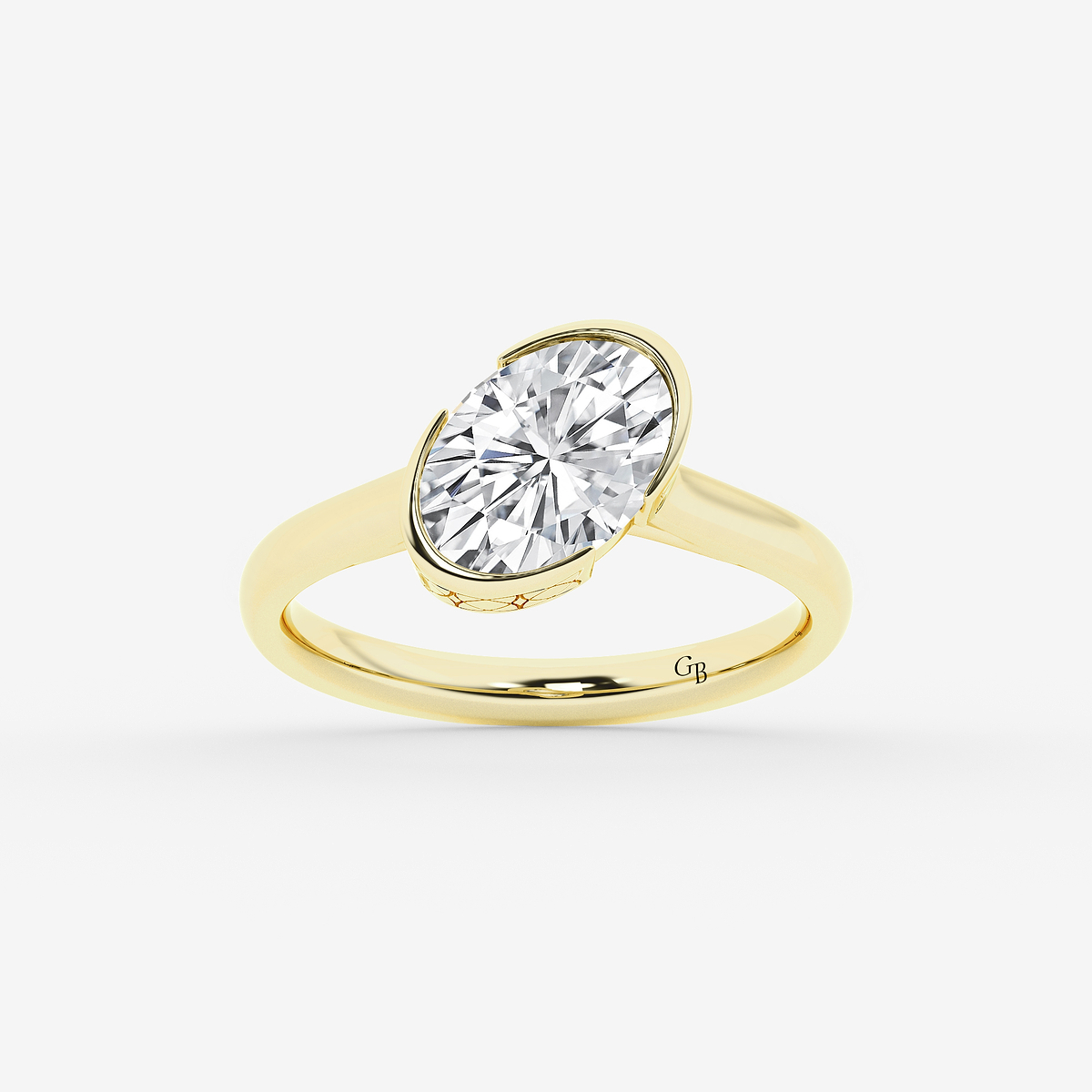 2 ctw Oval Lab Grown Diamond Bezel Set Solitaire Engagement Ring
